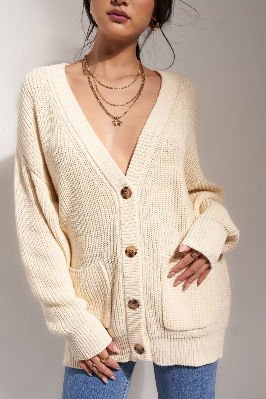 Sueteres Callahan | O Cardigan - Creme