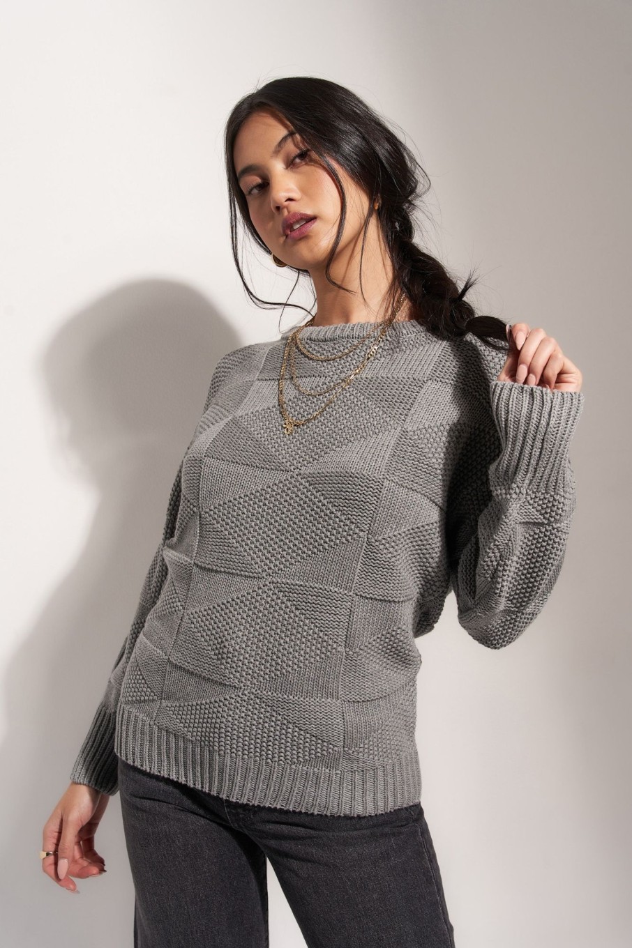 Sueteres Callahan | The Geo Knit - Cinza Urze